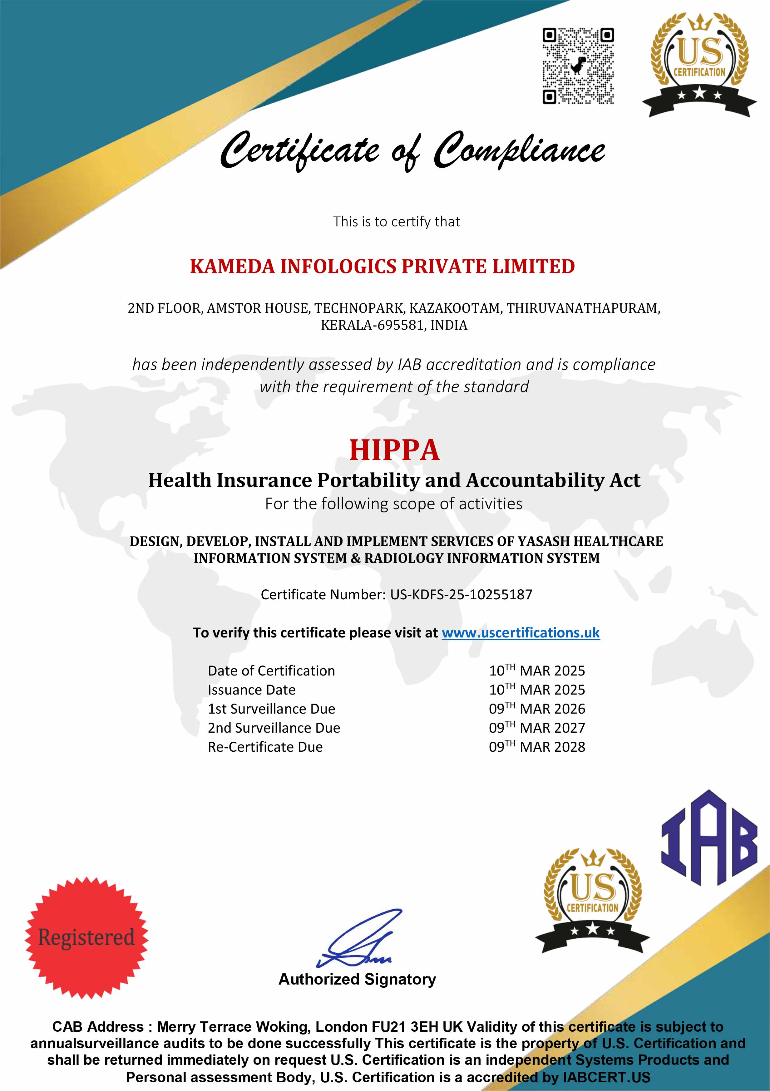 HIPPA - Certificate of Compliance